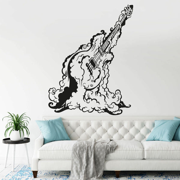 Wandtattoo Gitarre mit Rauch Rockige Wanddeko für Musikfans - Sunnywall - Individualität trifft Design