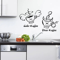 Wandtattoo Guter Kaffee – Witziges Tassen-Duo mit Engel & Teufel - Sunnywall - Individualität trifft Design