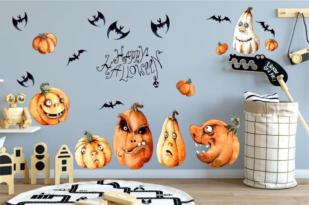 Wandtattoo Halloween Kürbis – Gruseliges Design mit Fledermaus - Sunnywall - Individualität trifft Design