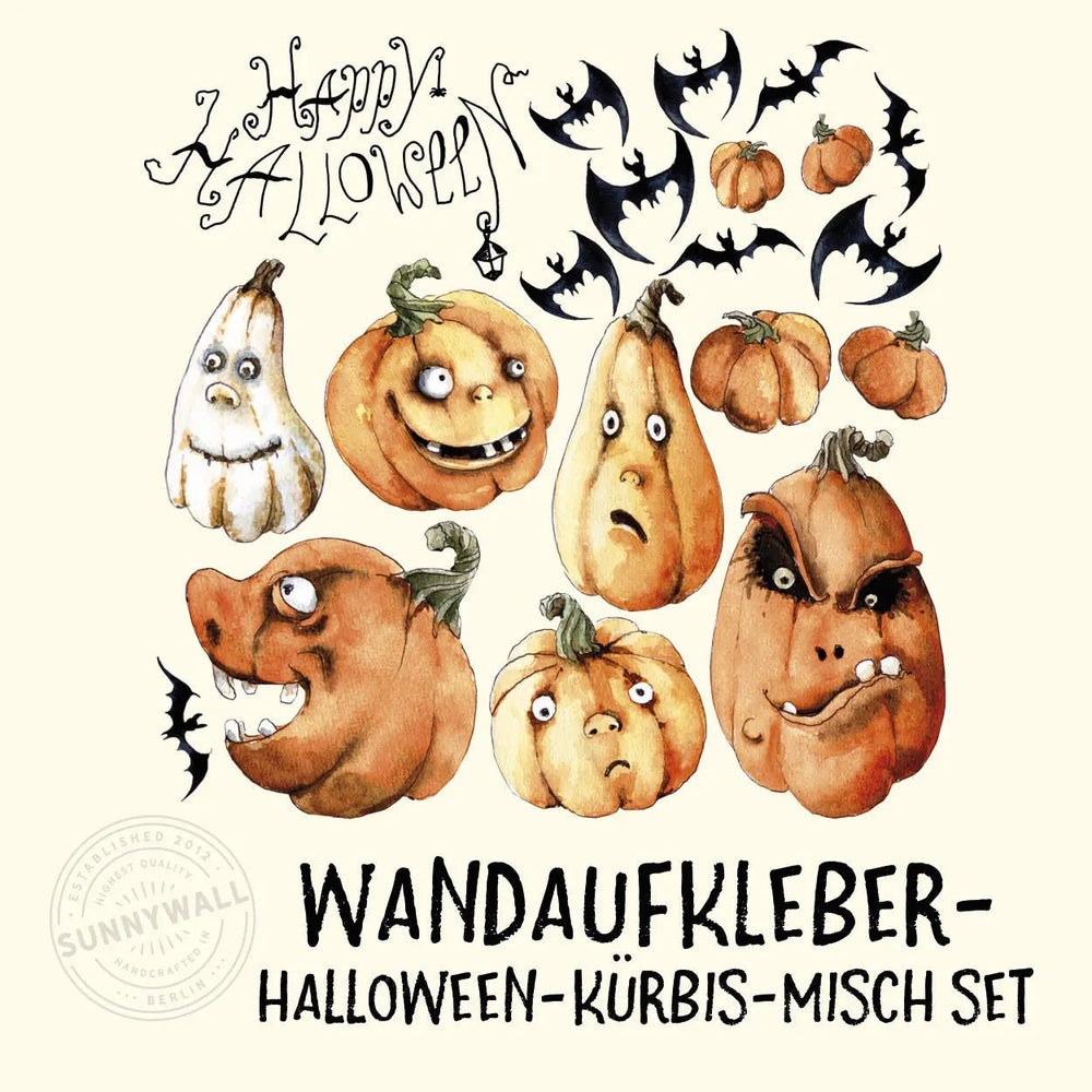 Wandtattoo Halloween Kürbis – Gruseliges Design mit Fledermaus - Sunnywall - Individualität trifft Design