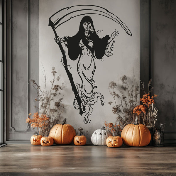 Wandtattoo Halloween Lady Death – Gruseliger Wandaufkleber für die Halloween-Dekoration - Sunnywall - Individualität trifft Design