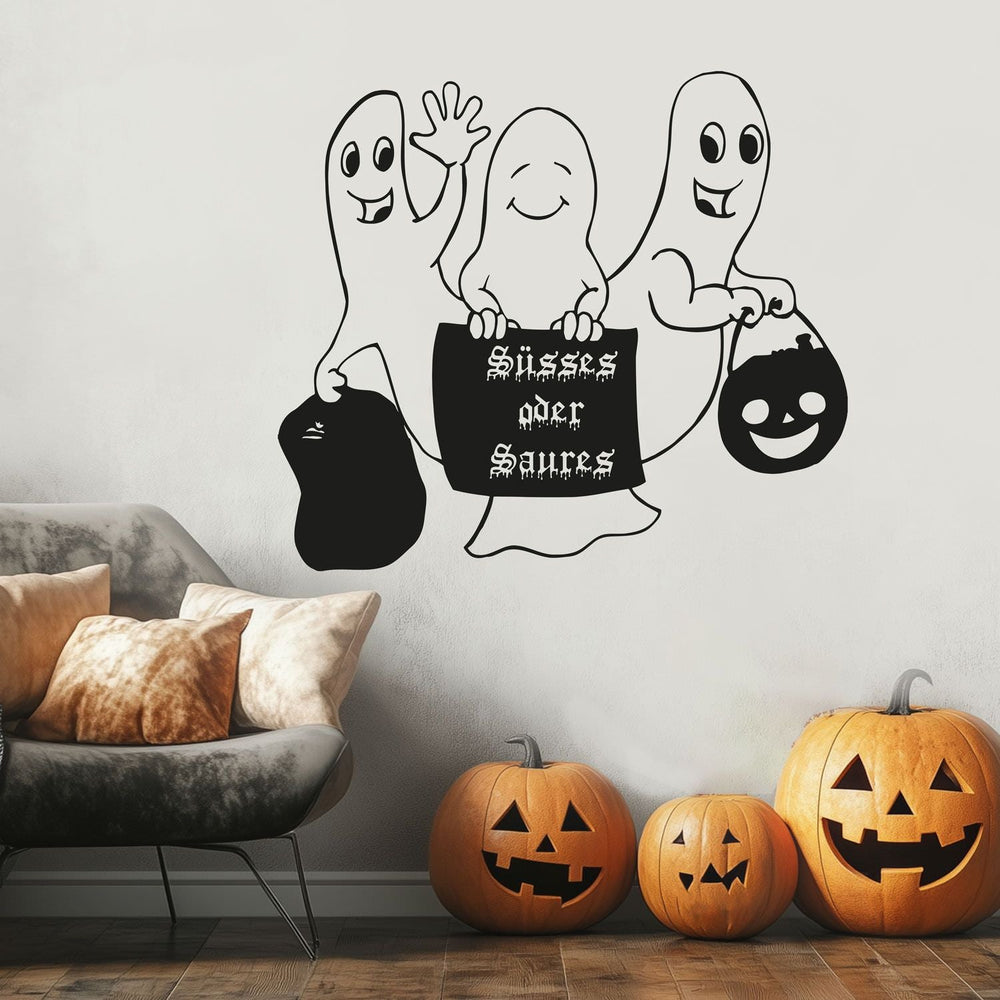 Wandtattoo Halloween niedliche drei Geister | Gruseliger Wandaufkleber für die Halloween-Dekoration im Kinderzimmer - Sunnywall - Individualität trifft Design
