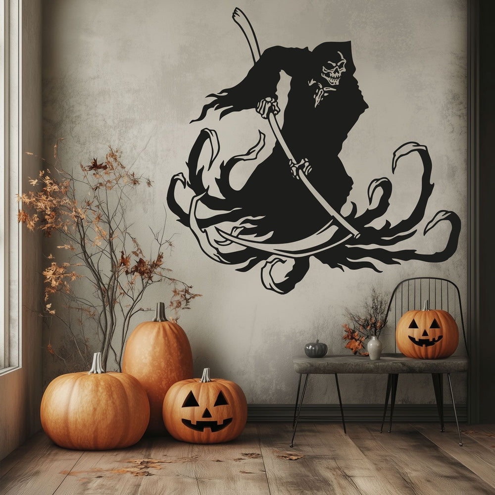 Wandtattoo Halloween Sensenmann Tod – Grim Reaper | Gruseliger Wandaufkleber für die Halloween-Dekoration - Sunnywall - Individualität trifft Design