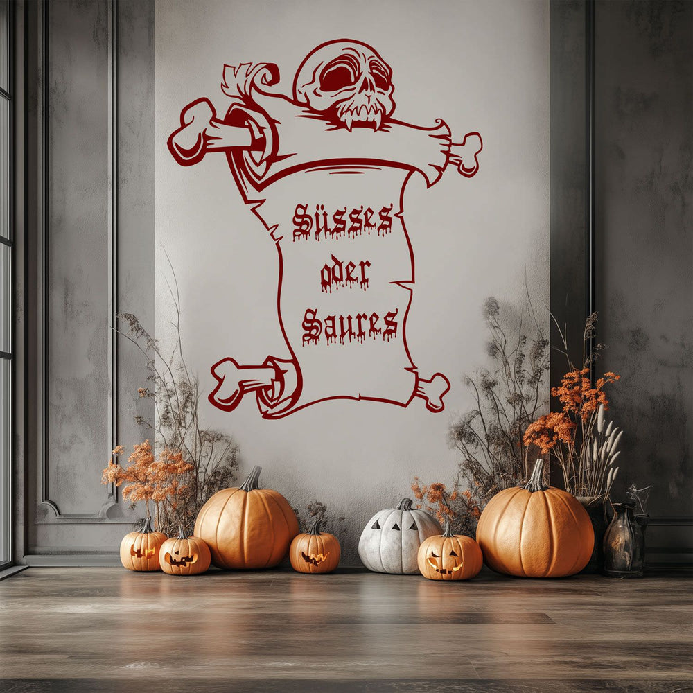 Wandtattoo Halloween Vampirschädel | Gruseliger Wandaufkleber für die Halloween-Dekoration - Sunnywall - Individualität trifft Design
