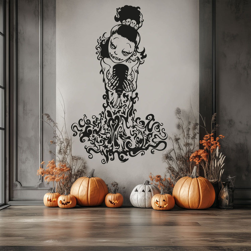 Wandtattoo Halloween Zombie Girl – Gruseliger Wandaufkleber für die Halloween-Dekoration - Sunnywall - Individualität trifft Design