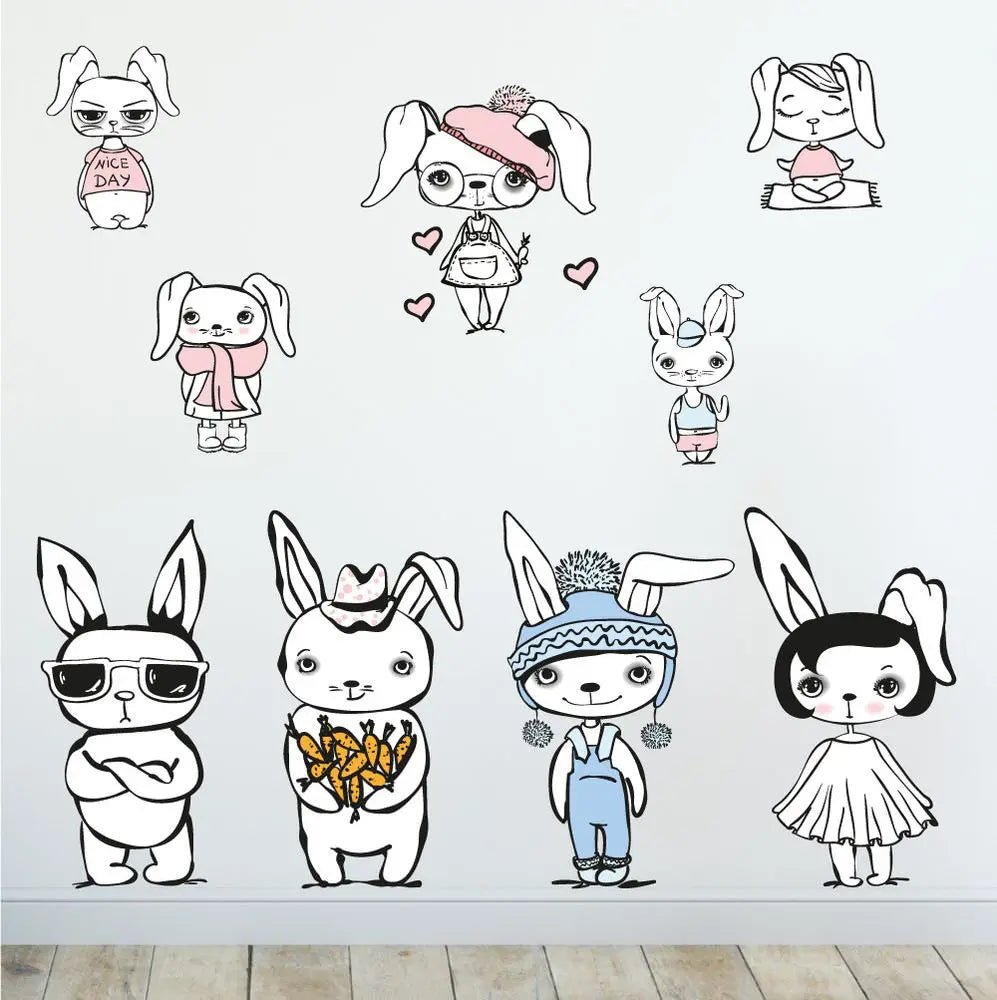 Wandtattoo Hase Kinderzimmer – cooler Hase mit Sonnenbrille und Skateboard - Sunnywall - Individualität trifft Design