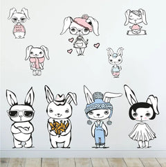 Wandtattoo Hase Kinderzimmer – cooler Hase mit Sonnenbrille und Skateboard - Sunnywall - Individualität trifft Design