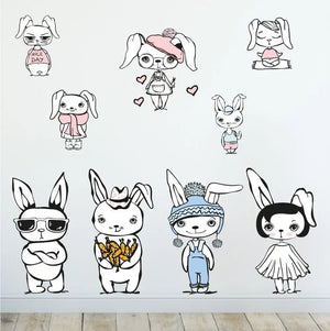 Wandtattoo Hase Kinderzimmer – cooler Hase mit Sonnenbrille und Skateboard - Sunnywall - Individualität trifft Design