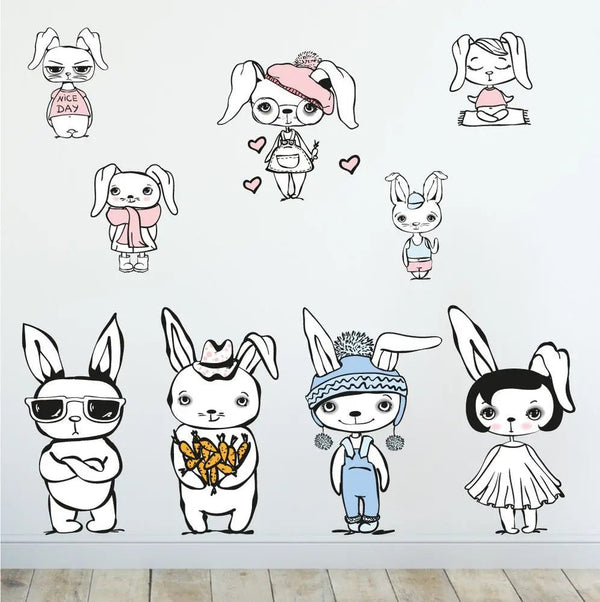 Wandtattoo Hase Kinderzimmer – cooler Hase mit Sonnenbrille und Skateboard - Sunnywall - Individualität trifft Design