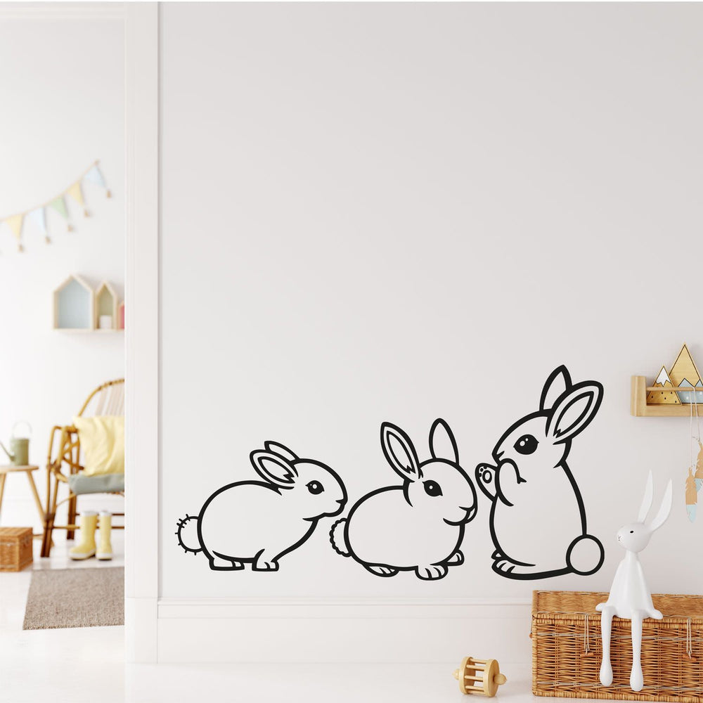 Wandtattoo Hasen Kinderzimmer – Drei niedliche Häschen als verspielte Wanddeko - Sunnywall - Individualität trifft Design