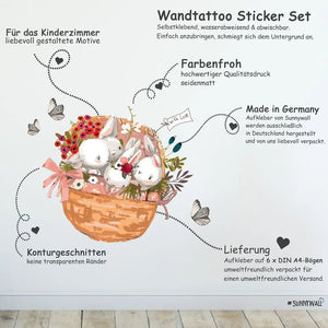 Wandtattoo Hasen Kinderzimmer Wandaufkleber Set - Sunnywall - Individualität trifft Design
