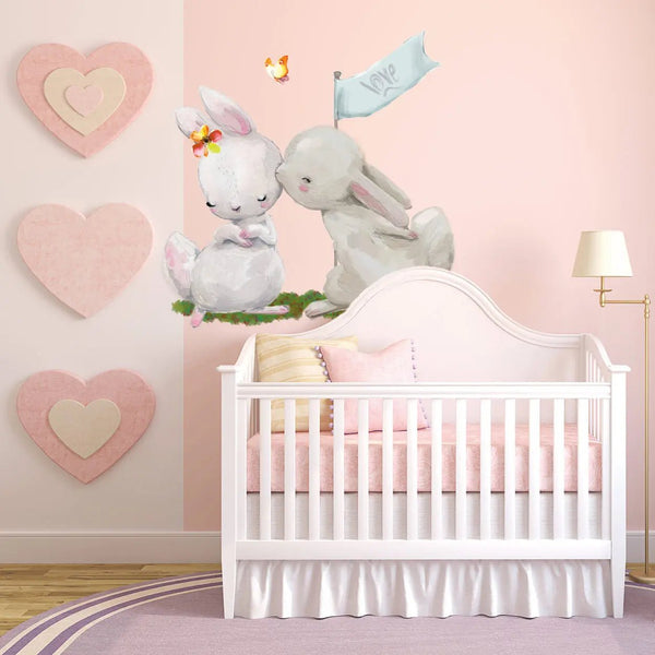 Wandtattoo Hasen Liebe dich – Niedliche Häschen fürs Kinderzimmer - Sunnywall - Individualität trifft Design