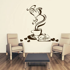 Wandtattoo Heart Coffee – Kaffeetasse mit Herz-Dampf & Schriftzug für die Küche - Sunnywall - Individualität trifft Design