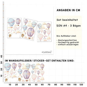 Wandtattoo Heißluftballon Kinderzimmer Wandaufkleber Set - Sunnywall - Individualität trifft Design