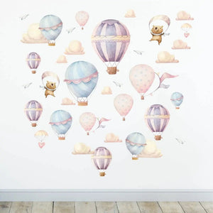 Wandtattoo Heißluftballon Kinderzimmer Wandaufkleber Set - Sunnywall - Individualität trifft Design