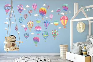 Wandtattoo Heissluftballon XXL Set | Kinderzimmer Aufkleber bunt Wanddeko - Sunnywall - Individualität trifft Design