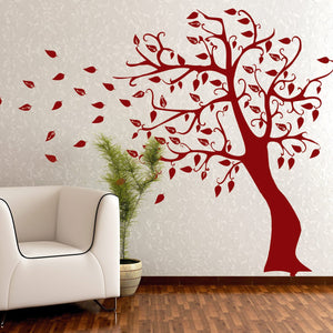Wandtattoo Herbstbaum Baum im Wind als stilvolle Wanddeko für den Wohnbereich - Sunnywall - Individualität trifft Design