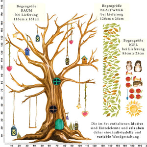 Wandtattoo Herbstbaum Baum mit Igel XXL Set - Sunnywall - Individualität trifft Design