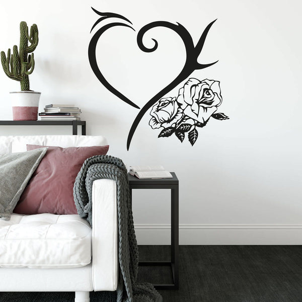 Wandtattoo Herz Rose mit Dornen Romantische Wanddeko für Schlafzimmer - Sunnywall - Individualität trifft Design