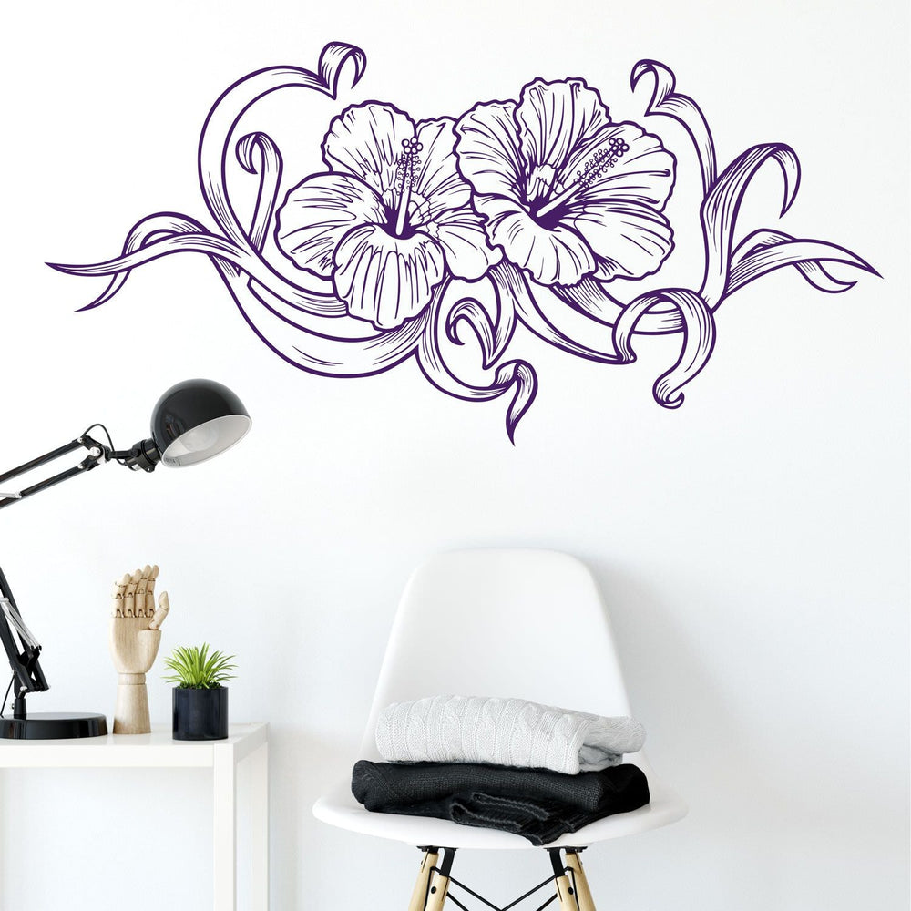 Wandtattoo Hibiskusblüte Schleife – Exotisches Design im Tattoo-Stil - Sunnywall - Individualität trifft Design