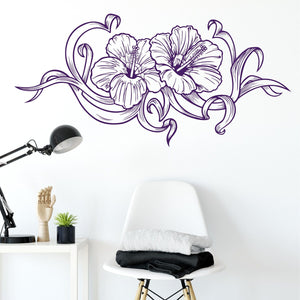 Wandtattoo Hibiskusblüte Schleife – Exotisches Design im Tattoo-Stil - Sunnywall - Individualität trifft Design