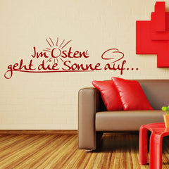 Wandtattoo Im Osten geht die Sonne auf – Stilvoller Wandspruch mit Sonne - Sunnywall - Individualität trifft Design