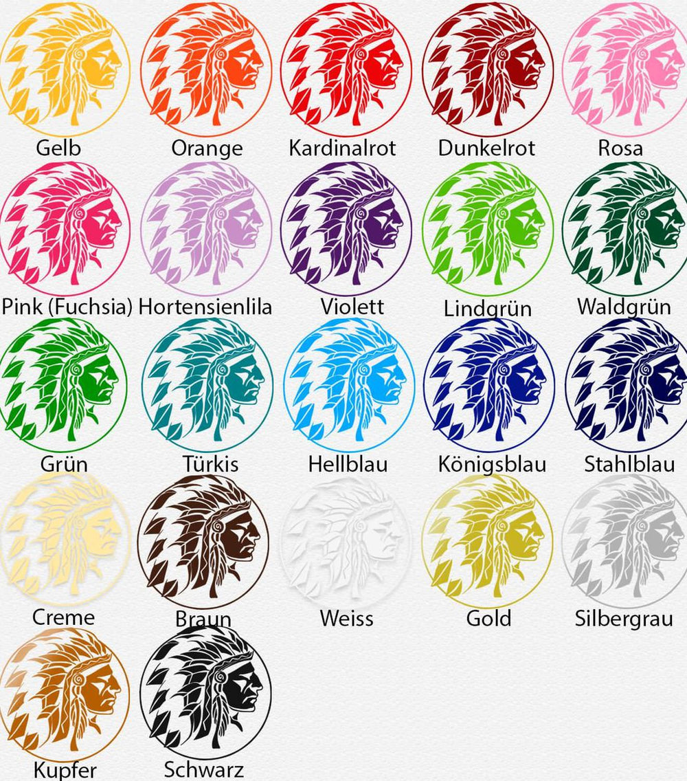 Wandtattoo Indianer Kopf im Seitenprofil mit rundem Rahmen | Stilvoller Wandaufkleber - Sunnywall - Individualität trifft Design