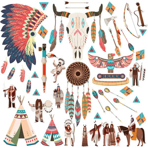 Wandtattoo Indianerzimmer XXL Set | Kinderzimmer Aufkleber bunt Wanddeko - Sunnywall - Individualität trifft Design