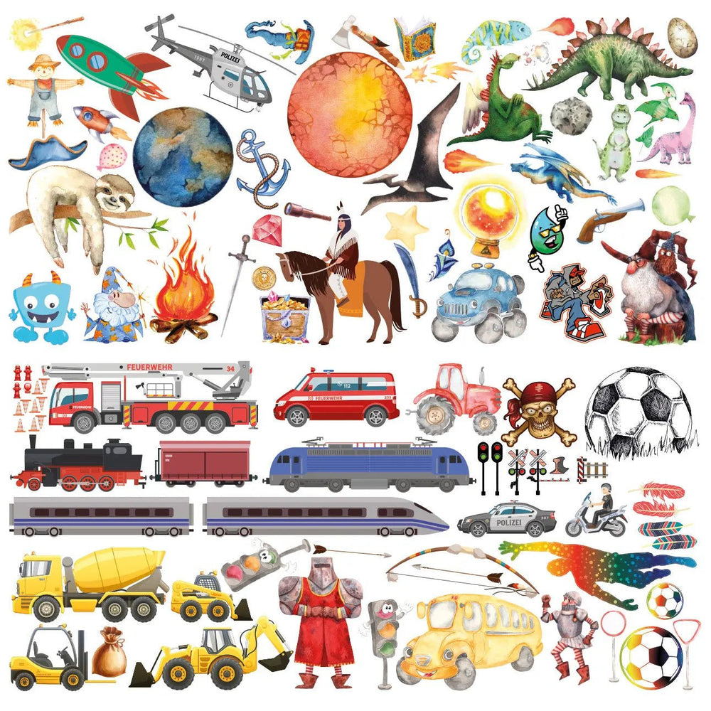 Wandtattoo Jungs Kinderzimmer – Fahrzeuge, Tiere & Spielzeug in XXL - Sunnywall - Individualität trifft Design
