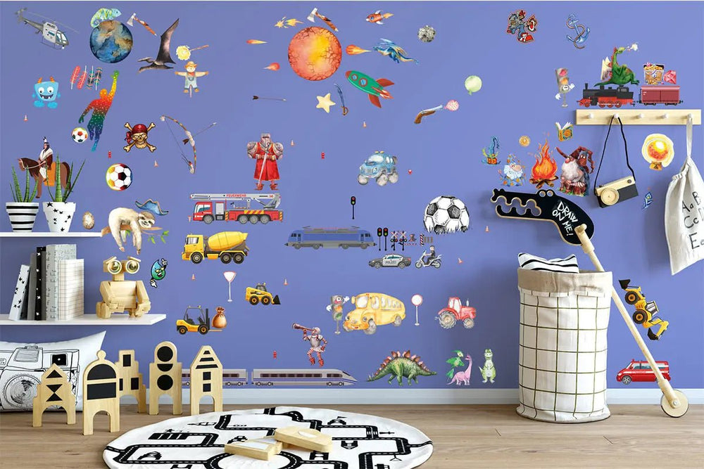Wandtattoo Jungs Kinderzimmer – Fahrzeuge, Tiere & Spielzeug in XXL - Sunnywall - Individualität trifft Design