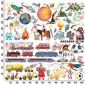 Wandtattoo Jungs Kinderzimmer – Fahrzeuge, Tiere & Spielzeug in XXL - Sunnywall - Individualität trifft Design