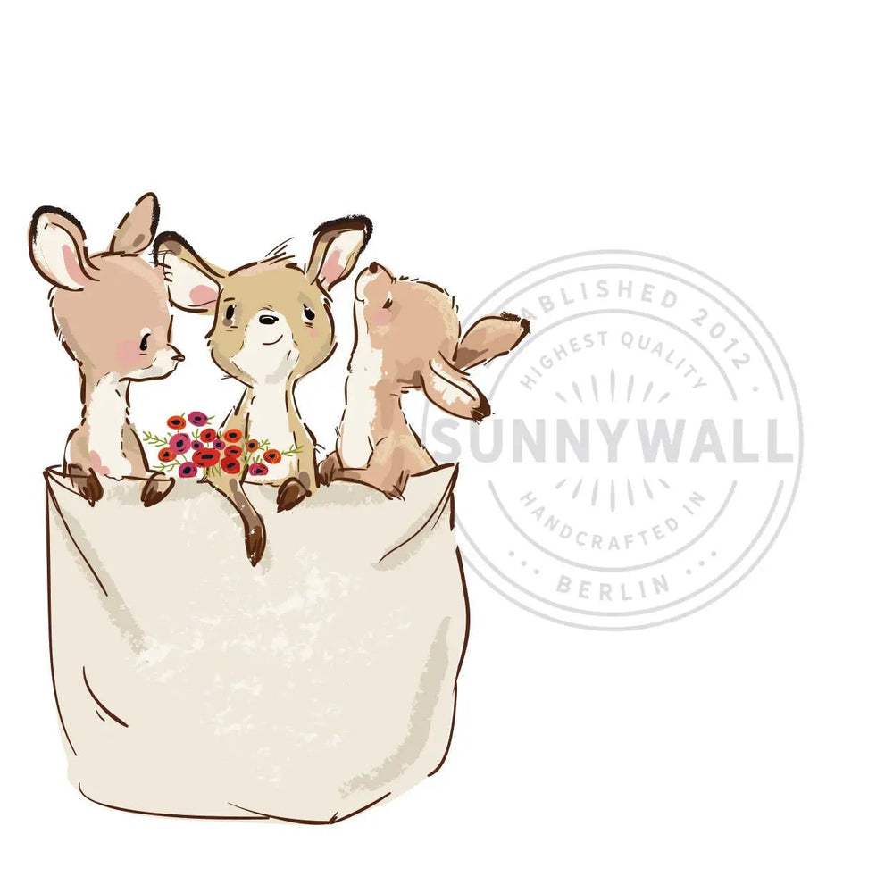 Wandtattoo Känguru Tasche – Drei süße Babys im Beutel - Sunnywall - Individualität trifft Design