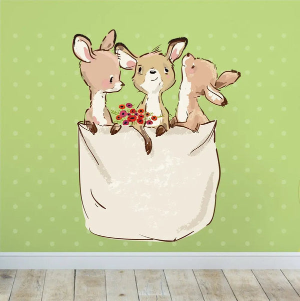 Wandtattoo Känguru Tasche – Drei süße Babys im Beutel - Sunnywall - Individualität trifft Design