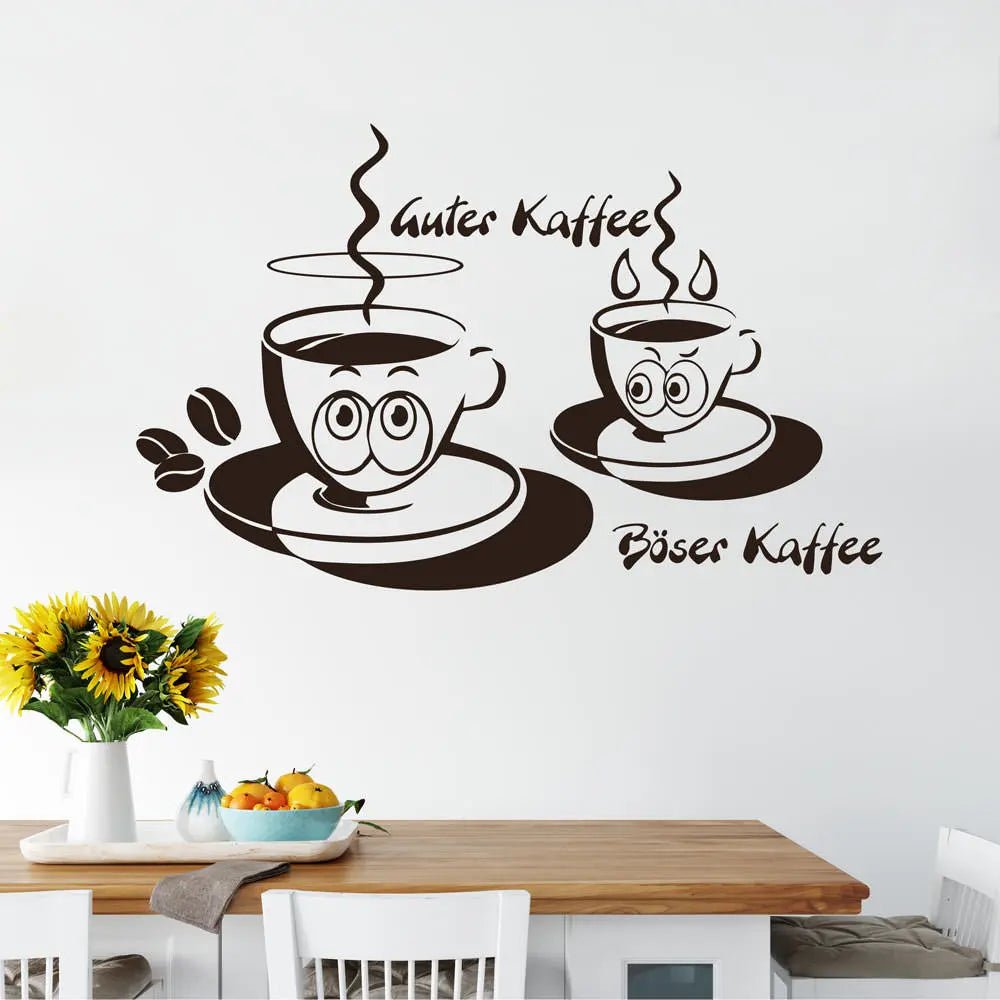 Wandtattoo Kaffee Küche – Guter Kaffee Böser Kaffee mit lustigem Tassenmotiv - Sunnywall - Individualität trifft Design