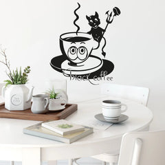 Wandtattoo Kaffeetasse Teufel – Freche Kaffee-Deko mit Charakter - Sunnywall - Individualität trifft Design