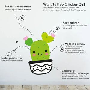 Wandtattoo Kakteen Kinderzimmer – bunte Kakteenwelt für kleine Entdecker - Sunnywall - Individualität trifft Design