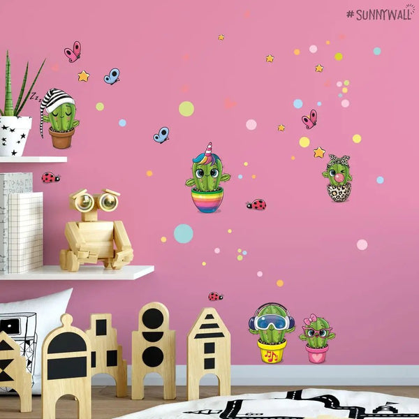 Wandtattoo Kaktus Kinderzimmer Wandaufkleber Sticker Set - Sunnywall - Individualität trifft Design