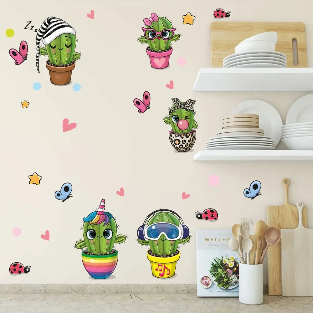 Wandtattoo Kaktus Kinderzimmer Wandaufkleber Sticker Set - Sunnywall - Individualität trifft Design