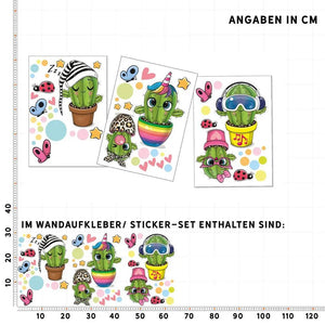 Wandtattoo Kaktus Kinderzimmer Wandaufkleber Sticker Set - Sunnywall - Individualität trifft Design