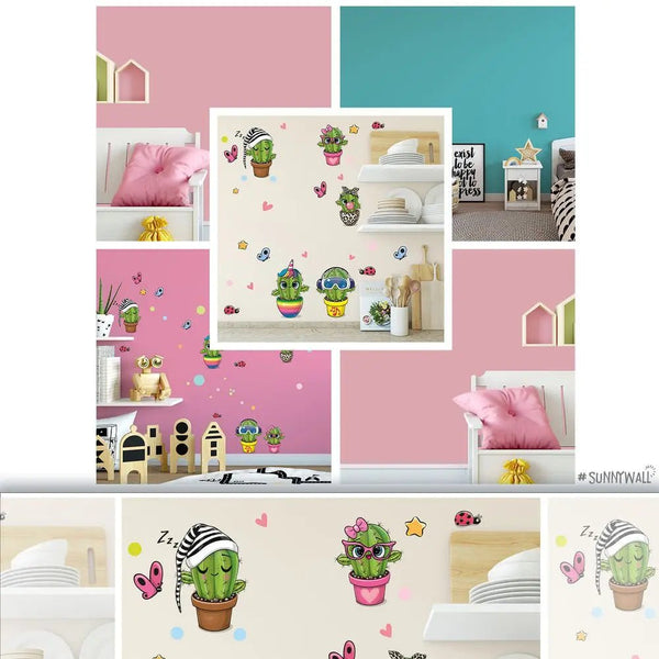 Wandtattoo Kaktus Kinderzimmer Wandaufkleber Sticker Set - Sunnywall - Individualität trifft Design