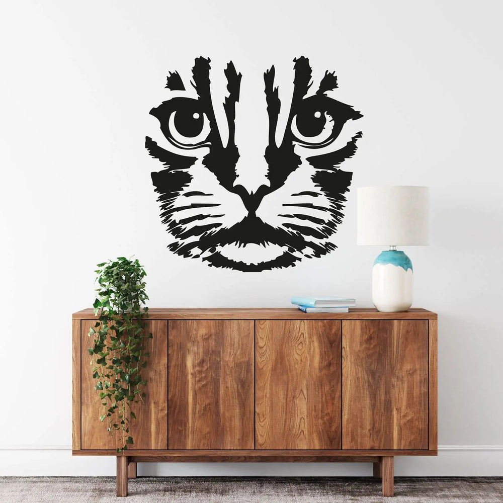 Wandtattoo Katze Gesicht – Minimalistisches Katzenmotiv mit Stil - Sunnywall - Individualität trifft Design