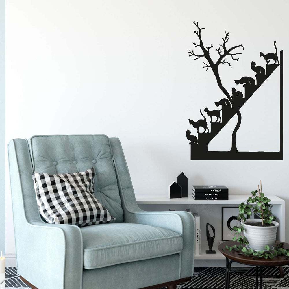 Wandtattoo Katzentreppe – Verspielte Katzen in Bewegung an der Wand - Sunnywall - Individualität trifft Design