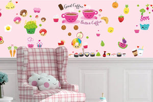 Wandtattoo Kawaii Obst – XXL Aufkleber Set für Kinderzimmer & Küche - Sunnywall - Individualität trifft Design