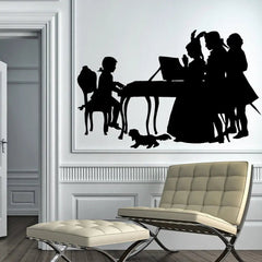 Wandtattoo Klavier Szene im Mozart-Stil Scherenschnitt Deko für Wohnzimmer - Sunnywall - Individualität trifft Design