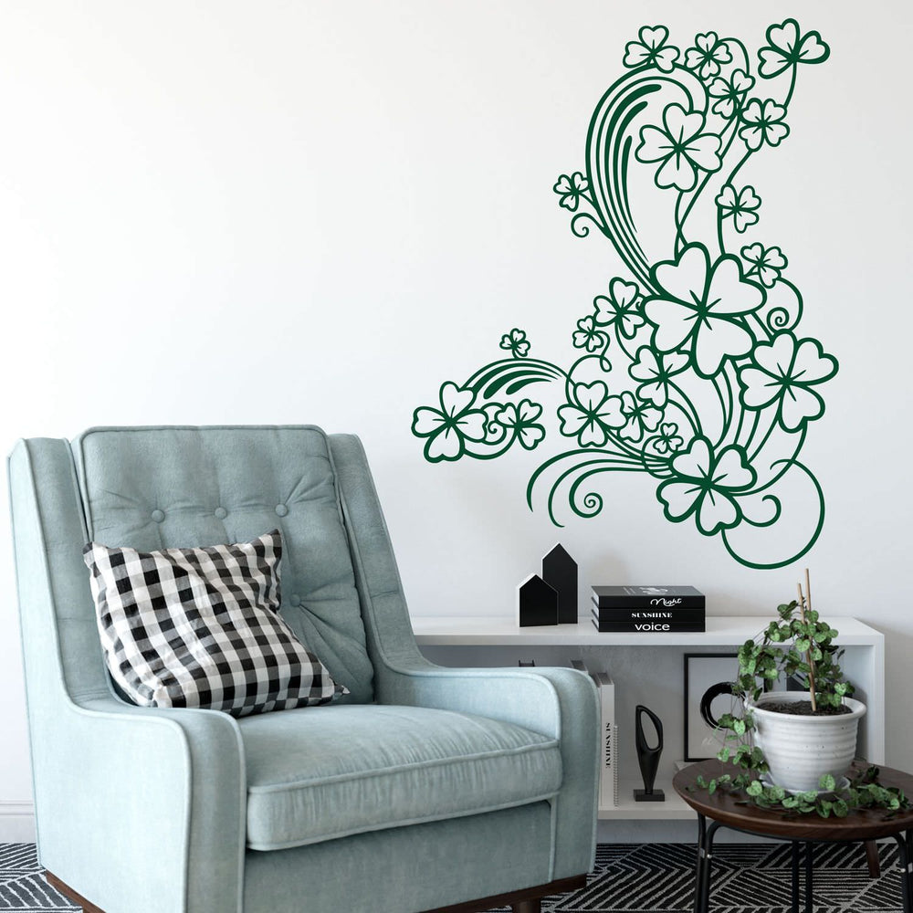 Wandtattoo Kleeblatt Glück – Stilvolle Ranke mit Klee als Wanddeko - Sunnywall - Individualität trifft Design