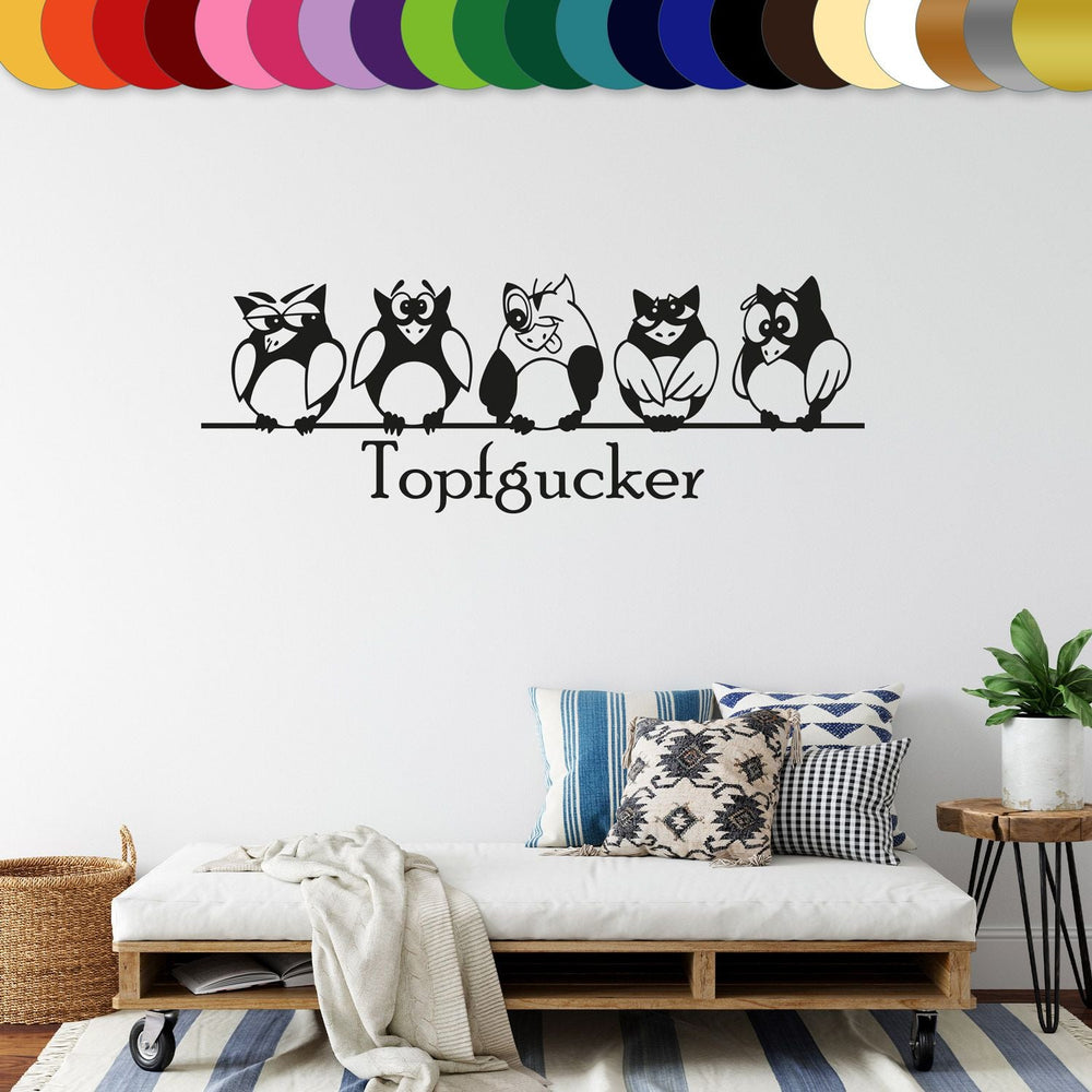 Wandtattoo Küche Topfgucker Eulen & Vögel – Dekorativer Wandsticker für den Kochbereich - Sunnywall - Individualität trifft Design