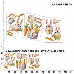 Wandtattoo Küchen Hasen Wandaufkleber Sticker Set - Sunnywall - Individualität trifft Design