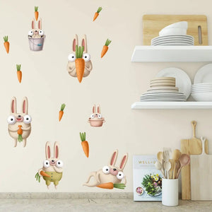 Wandtattoo Küchen Hasen Wandaufkleber Sticker Set - Sunnywall - Individualität trifft Design