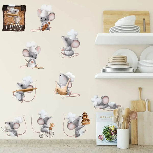 Wandtattoo Küchenmaus Chilly Wandaufkleber Set - Sunnywall - Individualität trifft Design