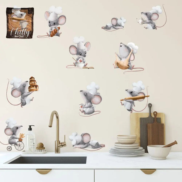 Wandtattoo Küchenmaus Chilly Wandaufkleber Set - Sunnywall - Individualität trifft Design